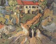 Vincent Van Gogh Village Street and Step in Auvers with Two Figures (nn04) oil on canvas